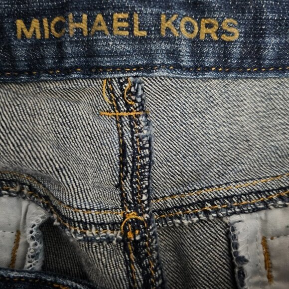 Michael Kors Denim Wide Leg Flare Studded Jeans - Picture 6 of 7